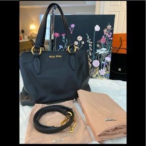 Miumiu Black Leather mini two-way bags